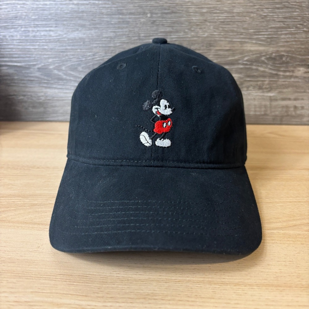 Disney Hat Cap Strap Back Black Mickey Mouse Disney World Character Adjustable